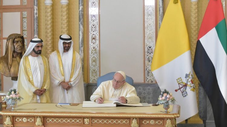 Pope Francis at the Presidential Palace in Abu Dhabi