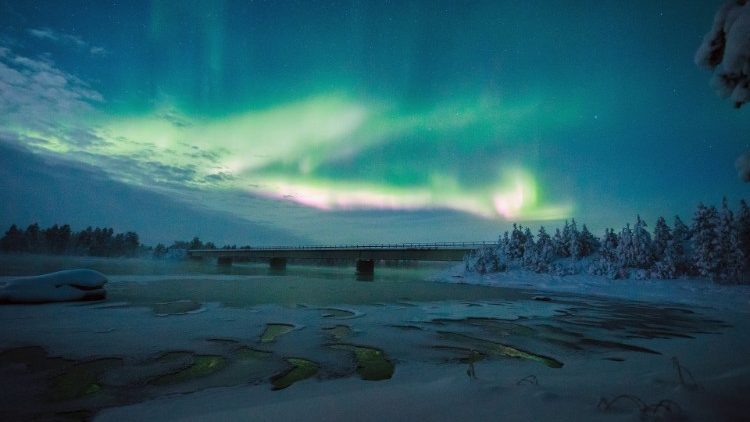 The Aurora Borealis (Northern Lights) is seen over the sky near Inari in Lapland