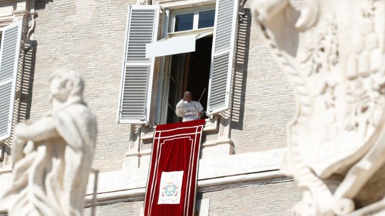 Pope Francis leads the Angelus prayer in Saint Peter's Square