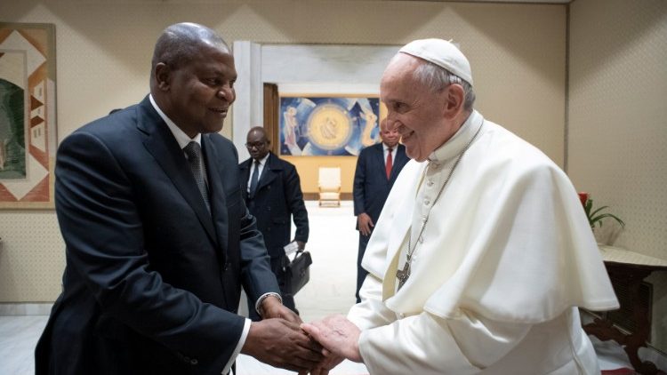 President Touadéra on a visit to Pope Francis in 2016