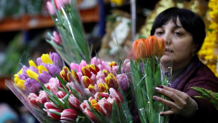 Mercado de flores em Moscou