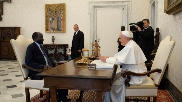 Le Pape François a reçu le président du Soudan du Sud, Salva Kiir, au Vatican le 16 mars 2019. 