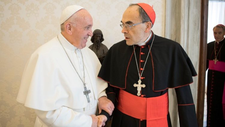Pope Francis receives Cardinal Philippe Barbarin, Archbishop of Lyon, at the Vatican