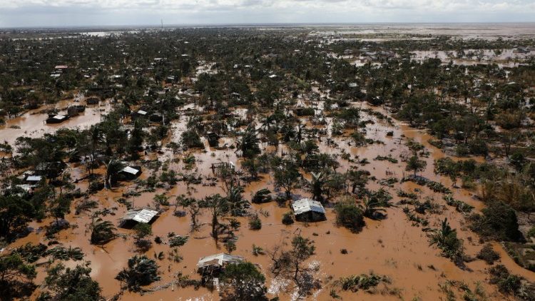 Flooded homes in Mozambique. 