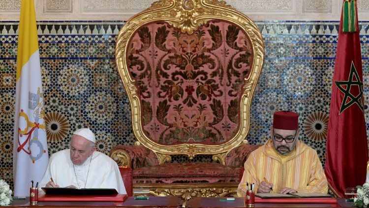Popiežius Pranciškus ir Markoko karalius Mohamedas VI pasirašo pareiškimą dėl Jeruzalės