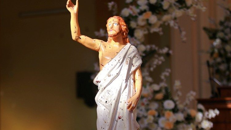Kip uskrslog Isusa iz jedne od crkvi u kojoj se 21. travnja dogodio napad (Negombo, Šri Lanka)