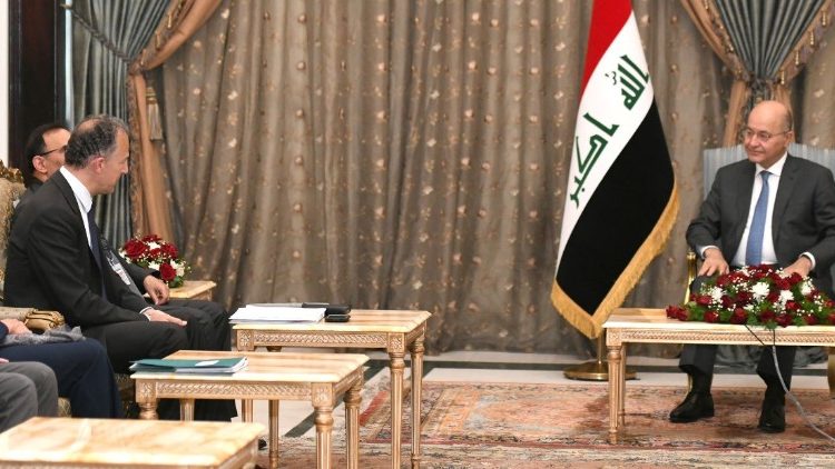 Iraq's President Barham Salih meets with a delegation from the U.N. Security Council in Baghdad