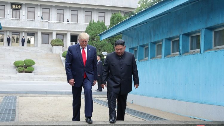 Trump meets with North Korean leader Kim Jong Un at DMZ on border of North and South Korea