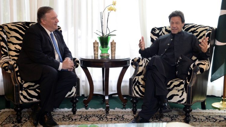 Imran Khan et Mike Pompeo, Secrétaire d'État américain à Washington le 23 juillet 2019.