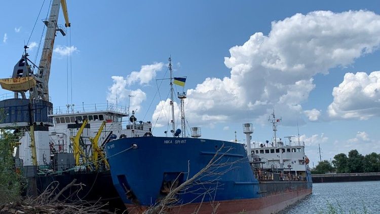 A view shows the Russian tanker Nika Spirit detained by Ukraine's security services in Izmail