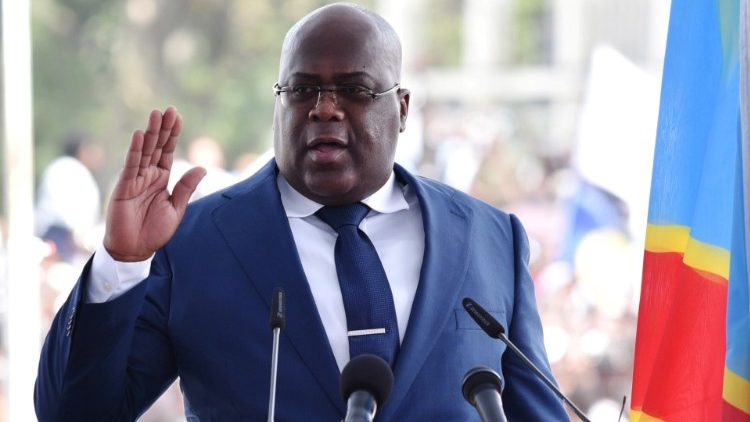 FILE PHOTO: Democratic Republic of Congo's Felix Tshisekedi swears into office during an inauguration ceremony as the new president of the Democratic Republic of Congo at the Palais de la Nation in Kinshasa