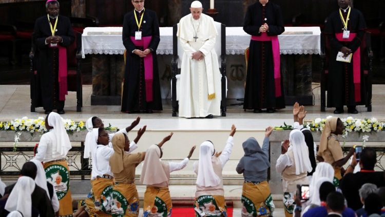 Pope attends a meeting with the clergy 