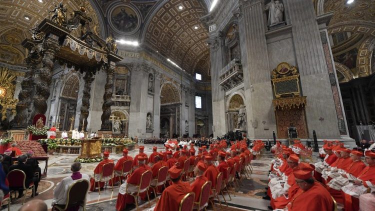 General view of Saint Peter's Basilica during a consistory ceremony to elevate 13 Roman Catholic prelates to the rank of cardinal, at Saint Peter's Basilica at the Vatican