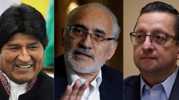 Predsjednički kandidati Evo Morales, Carlos Mesa i Oscar Ortiz