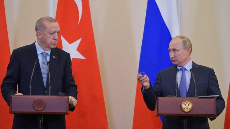Conferenza stampa a Sochi tra  i presidenti di Russia e Turchia Putin e Erdogan 