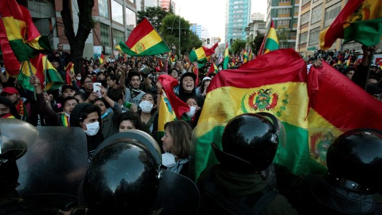 Manifestações de protestos em La Paz, na Bolívia
