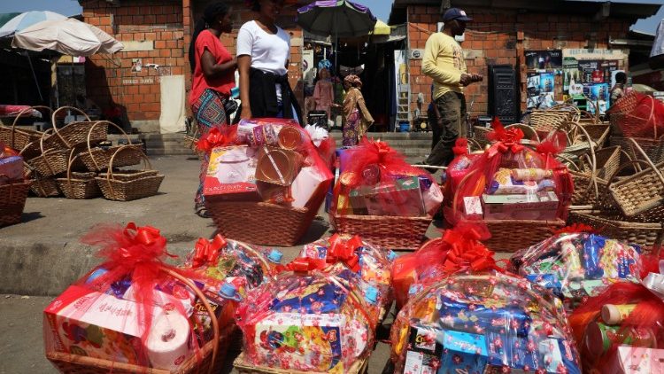 Christmas hampers for sale at the Wuse market in Abuja