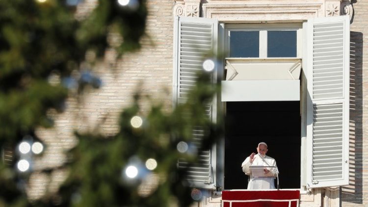 Pope Francis leads the Angelus prayer in St Peter's Square