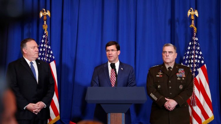 Mark Esper, secrétaire américain à la Défense, lors d'une conférence de presse tenue le 29 décembre 2019 