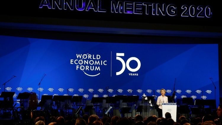  European Commission President Ursula von der Leyen addressing the World Economic Forum in Davos.