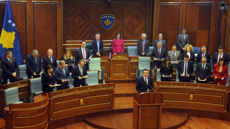 Newly elected PM of Kosovo Kurti attends parliament session in Pristina