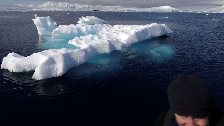 An iceberg floats close to Fournier Bay, Antarctica.