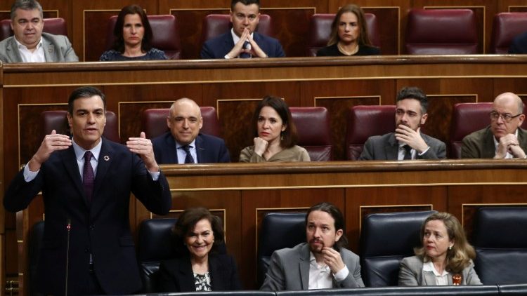 Le Premeir ministre espagnol Pedro Sanchez lors d'une session au Parlement, Madrid, le 12 février 2020