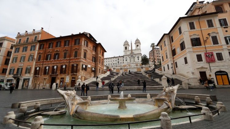 Fast menschenleer: Spanische Treppe in Rom. Normalerweise drängen sich hier die Touristen