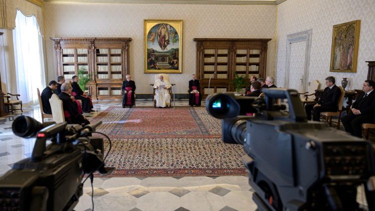 Pope holds his first ever virtual general audience at the Vatican