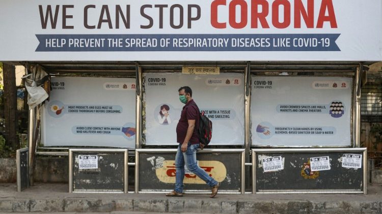 A bus stop displaying preventive measures against the coronavirus in Mumbai, India. 