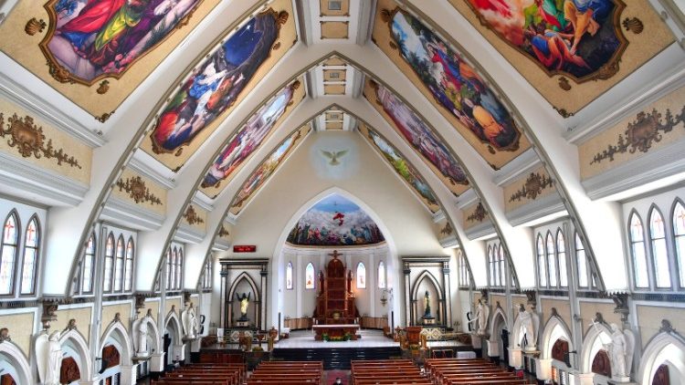 An empty church in Indonesia amid a nationwide Covid-19 state of emergency.
