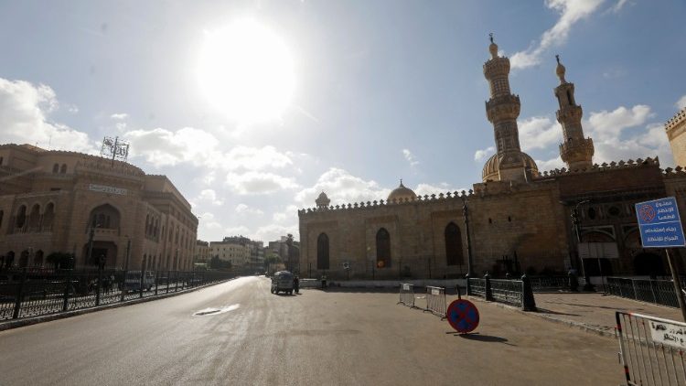 A view of the closed Al-Azhar mosque and Al-Hussein area during Eid al-Fitr, a Muslim festival marking the end of the holy fasting month of Ramadan, amid concerns about the spread of the coronavirus disease (COVID-19), in Cairo