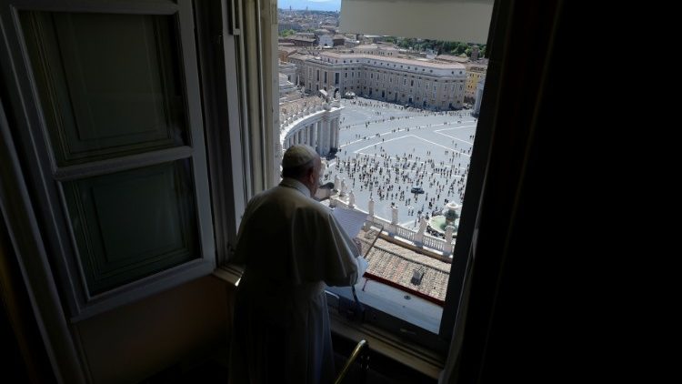 Pope Francis leads the Regina Coeli prayer at the Vatican