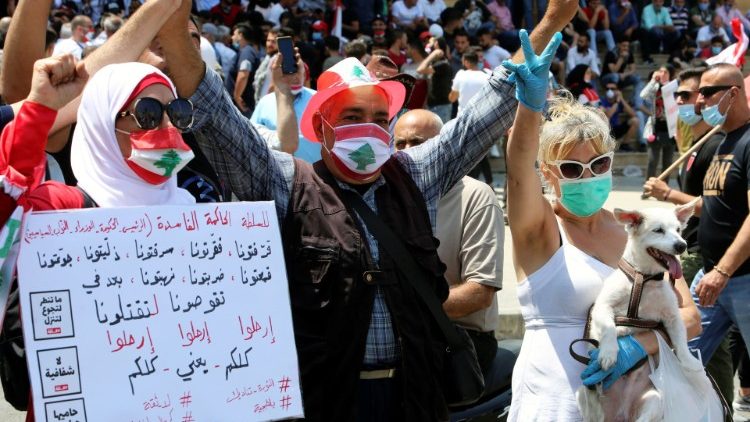 An anti-government protest in Lebanon amid worsening economic crisis. 