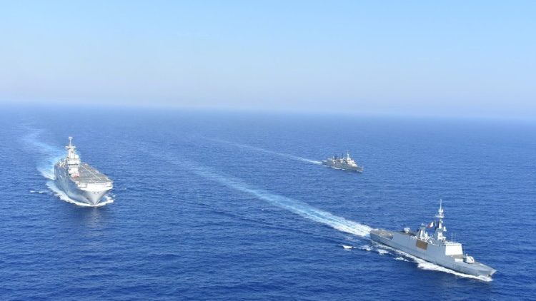 Exercices militaires conjoints entre la France et la Grèce en Méditerranée orientale, le 13 août 2020. 
