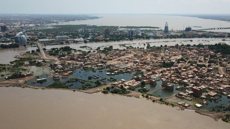 Luftansicht der Überschwemmungen im Distrikt Südkhartum