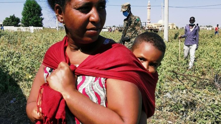 An Ethiopian woman now in a refugee camp at the Sudan-Ethiopia border town of al-Fashqa