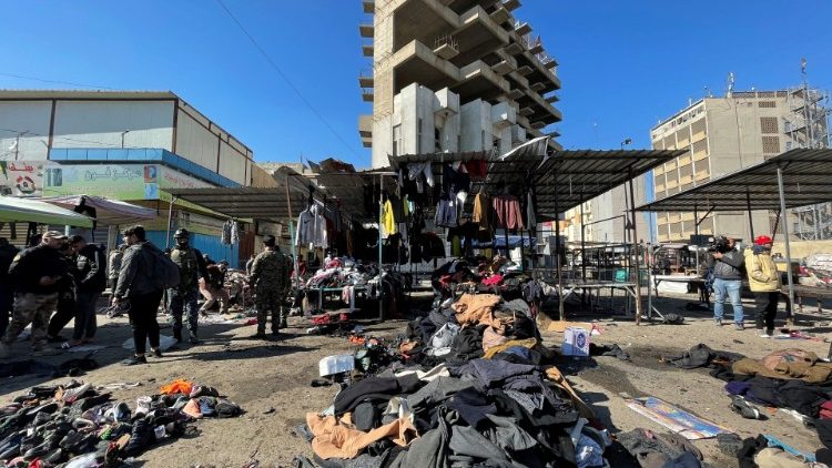 Site of a suicide attack in a central market in Baghdad