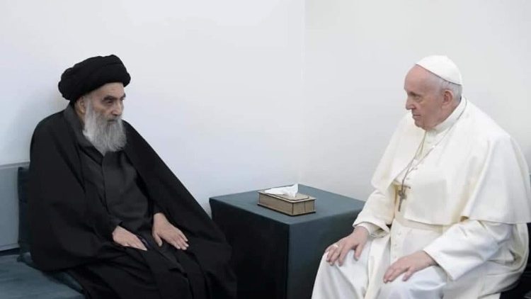 Pope Francis with the Grand Ayatollah Sayyid Ali Al-Husayni Al-Sistani