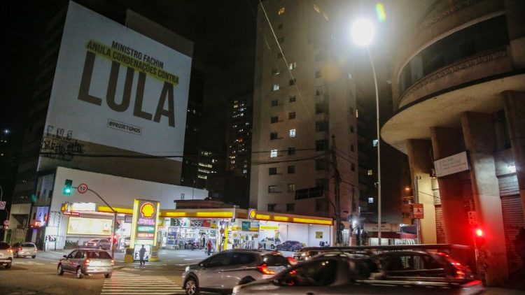 A billboard announces the ruling in Sao Paolo