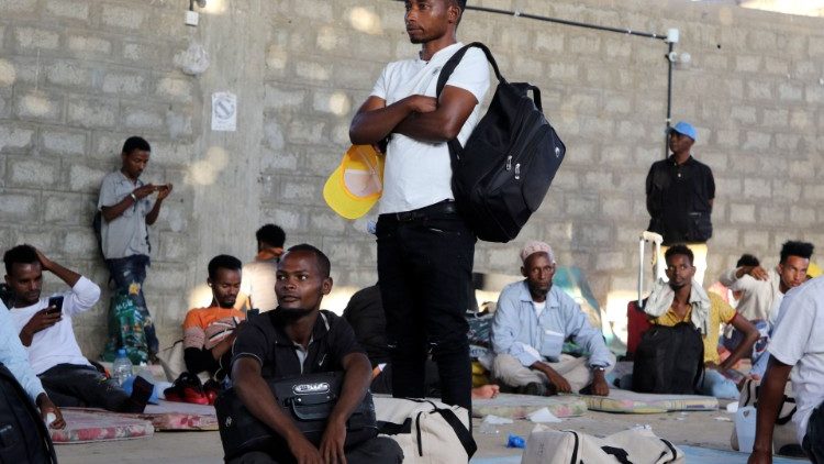 Ethiopian migrants at an IOM shelter in Aden