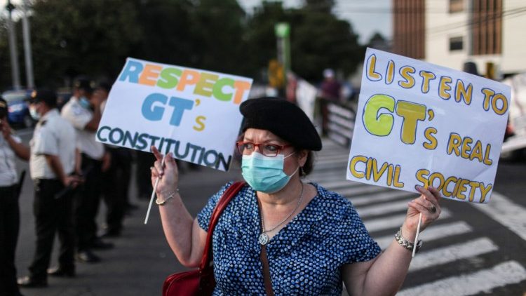  Protestas contra la visita de la vice presidente de Estados Unidos, Kamala Harris,  a Guatemala.