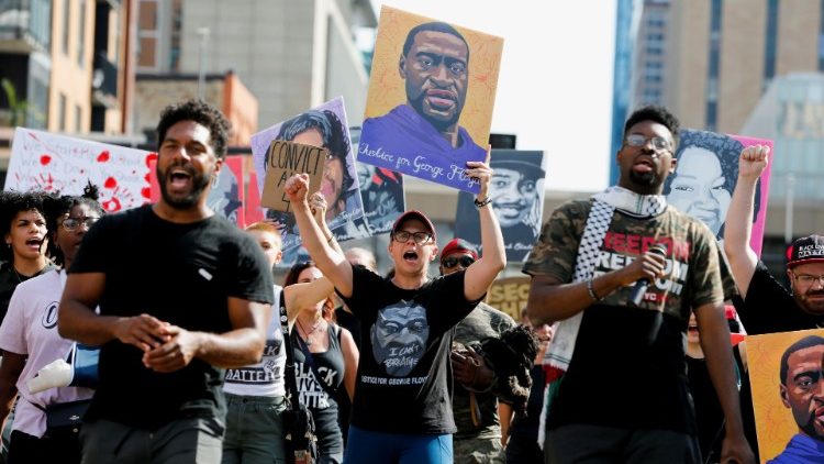 Supporters welcome the jail sentence to former police officer Derek Chauvin for murdering George Floyd, in Minneapolis, in May 2020.