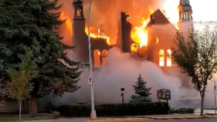 Une église de Morinville (Alberta), cible d'un incendie criminel en juin 2021.