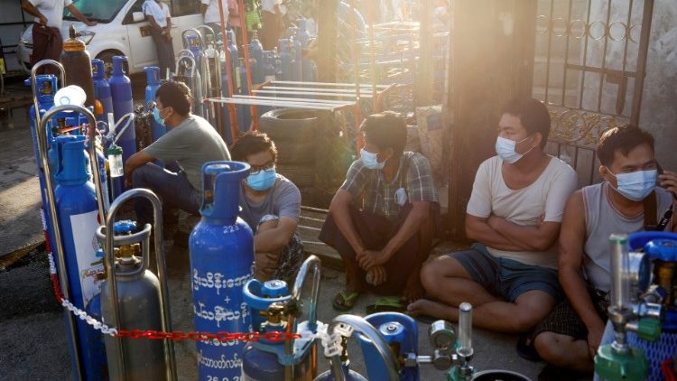 There is an acute shortage of oxygen in Myanmar after a devastating surge in Covid-19 infections.