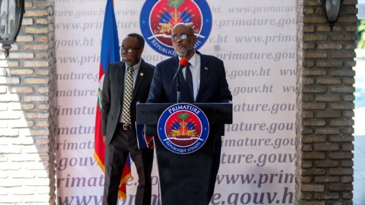Haiti's Prime Minister Ariel Henry speaks during a news conference in Port-au-Prince