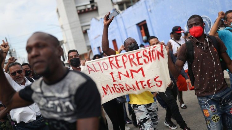 Migranten in  Tapachula (Mexiko)  protestieren für ihre Rechte
