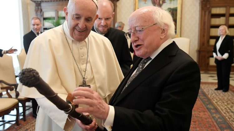教皇フランシスコとアイルランドのヒギンズ大統領　2021年9月17日　バチカン宮殿
