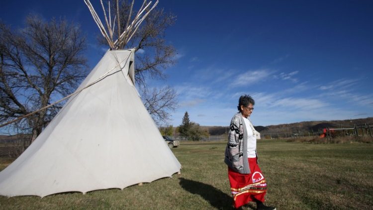 Ureinwohnerin in Grayson/Saskatchewan (Kanada) am 19. Oktober