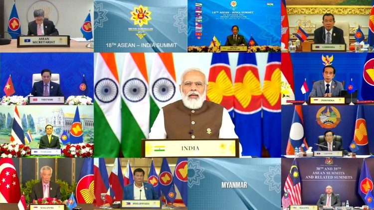 भारतीय प्रधान मंत्री मोदी  आसियान सम्मेलन  में, 28.10.2021